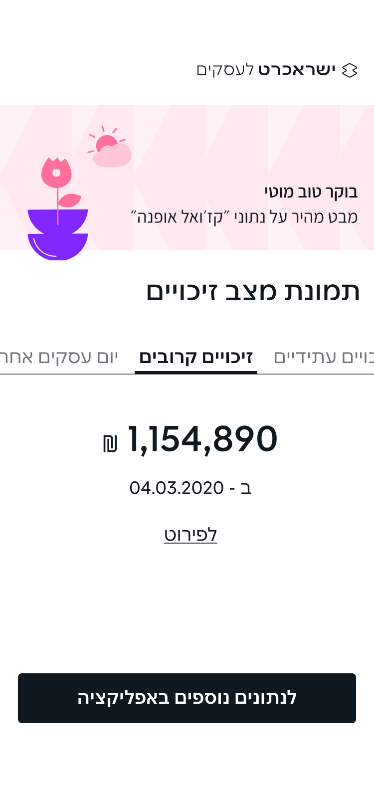 Quick View: credits snapshot screen in the app