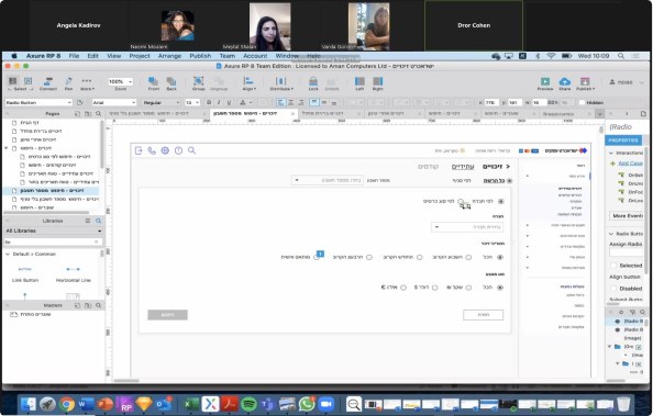 Zoom meeting with the team reviewing the dashboard prototype in Axure
