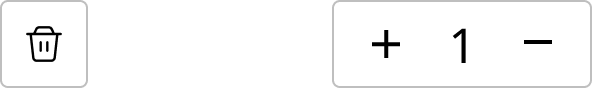 Separate trash button to remove the item, next to the quantity stepper