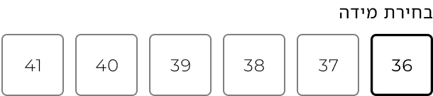 Size selection on a saved item: sizes 36 to 41, 36 selected